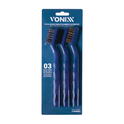 Kit 3 escovas detalhamento nylon aco lat
