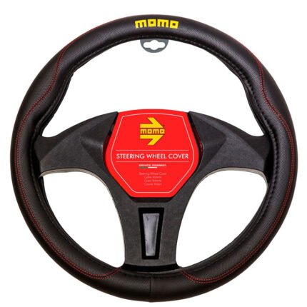 Forro de volante Momo swc018br negro/rojo